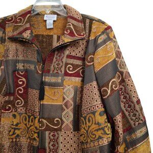 Renaissance | Multi Color Tapestry Jacket Front Zip | Size 2X